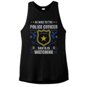 Funny Policeman Christmas Police Officer Ugly Christmas Ladies PosiCharge Tri-Blend Wicking Tank