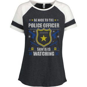 Funny Policeman Christmas Police Officer Ugly Christmas Enza Ladies Jersey Colorblock Tee