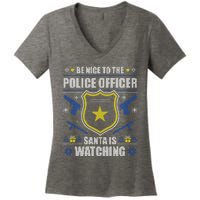 Funny Policeman Christmas Police Officer Ugly Christmas Women's V-Neck T-Shirt