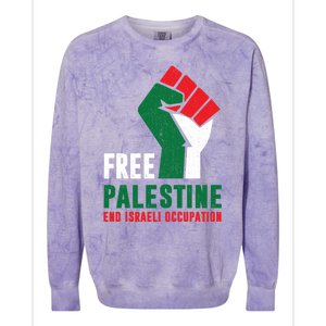 Free Palestine Cool Gift Gaza Freedom End Israeli Occupation Cute Gift Colorblast Crewneck Sweatshirt