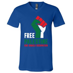 Free Palestine Cool Gift Gaza Freedom End Israeli Occupation Cute Gift V-Neck T-Shirt