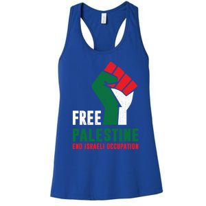 Free Palestine Cool Gift Gaza Freedom End Israeli Occupation Cute Gift Women's Racerback Tank