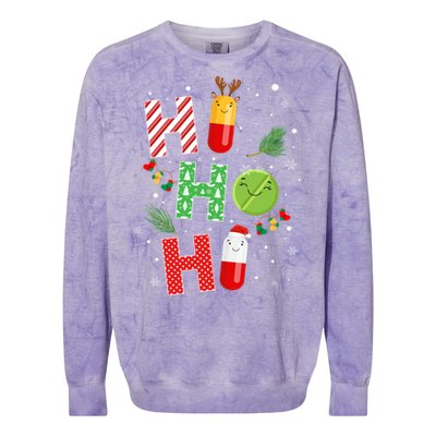 Funny Pharmacist Christmas Ho Ho Ho Pharmacy Technician Tech Gift Colorblast Crewneck Sweatshirt