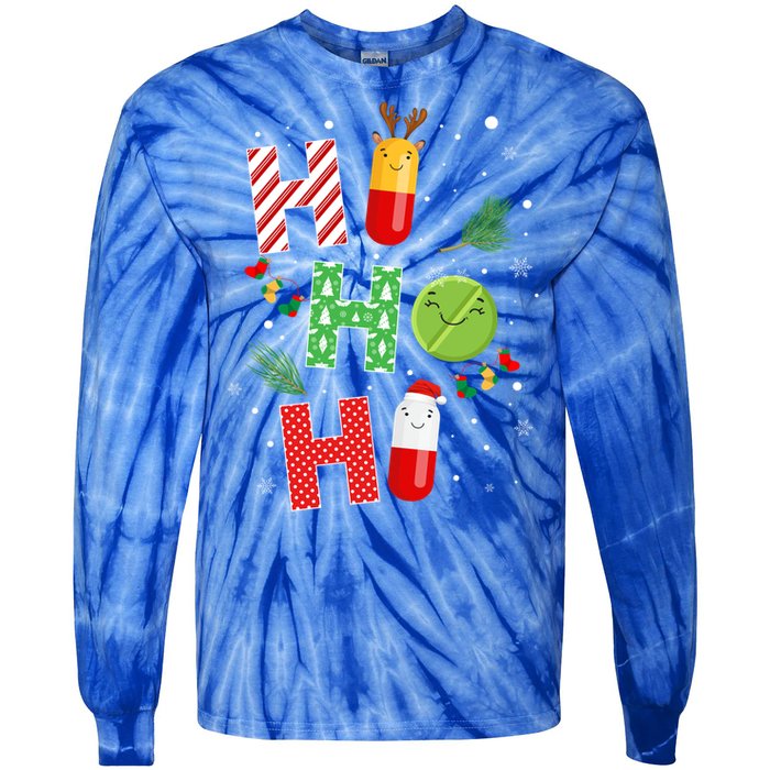 Funny Pharmacist Christmas Ho Ho Ho Pharmacy Technician Tech Gift Tie-Dye Long Sleeve Shirt