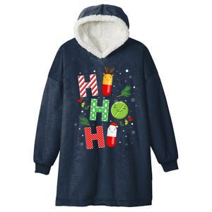 Funny Pharmacist Christmas Ho Ho Ho Pharmacy Technician Tech Gift Hooded Wearable Blanket