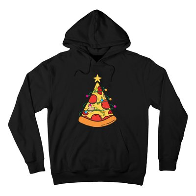 Funny Pizza Christmas Tree Lights Funny Xmas Hoodie