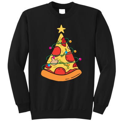 Funny Pizza Christmas Tree Lights Funny Xmas Sweatshirt