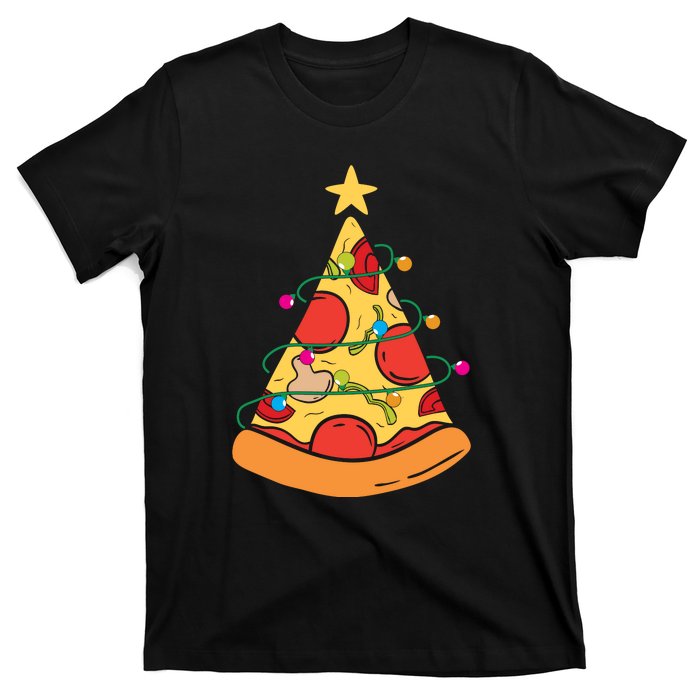 Funny Pizza Christmas Tree Lights Funny Xmas T-Shirt