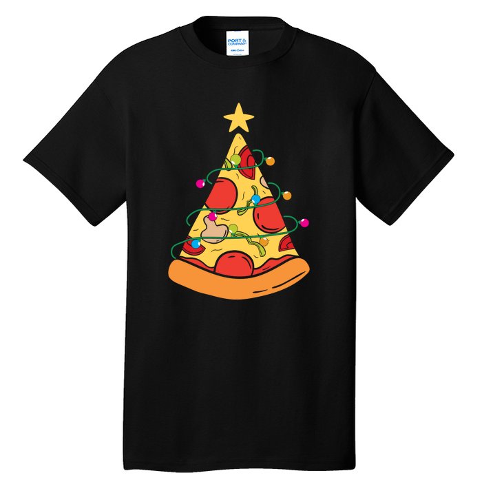 Funny Pizza Christmas Tree Lights Funny Xmas Tall T-Shirt