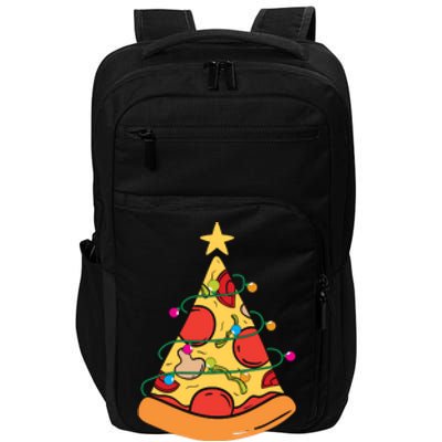 Funny Pizza Christmas Tree Lights Funny Xmas Impact Tech Backpack