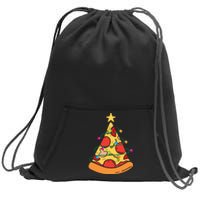 Funny Pizza Christmas Tree Lights Funny Xmas Sweatshirt Cinch Pack Bag