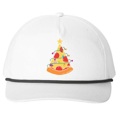 Funny Pizza Christmas Tree Lights Funny Xmas Snapback Five-Panel Rope Hat