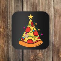 Funny Pizza Christmas Tree Lights Funny Xmas Coaster