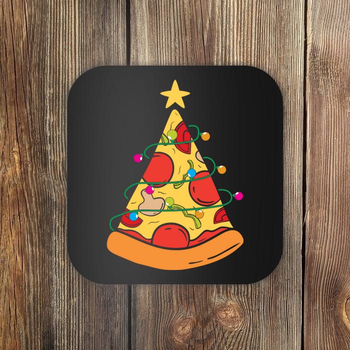 Funny Pizza Christmas Tree Lights Funny Xmas Coaster