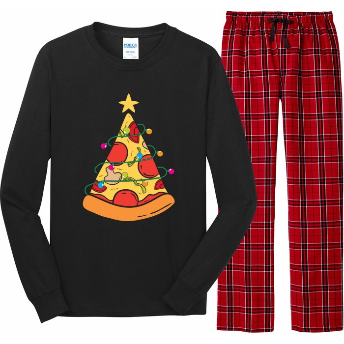 Funny Pizza Christmas Tree Lights Funny Xmas Long Sleeve Pajama Set