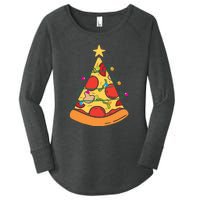 Funny Pizza Christmas Tree Lights Funny Xmas Women's Perfect Tri Tunic Long Sleeve Shirt