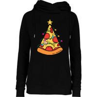 Funny Pizza Christmas Tree Lights Funny Xmas Womens Funnel Neck Pullover Hood