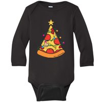 Funny Pizza Christmas Tree Lights Funny Xmas Baby Long Sleeve Bodysuit