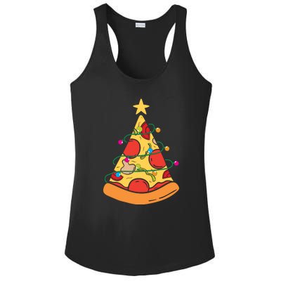 Funny Pizza Christmas Tree Lights Funny Xmas Ladies PosiCharge Competitor Racerback Tank