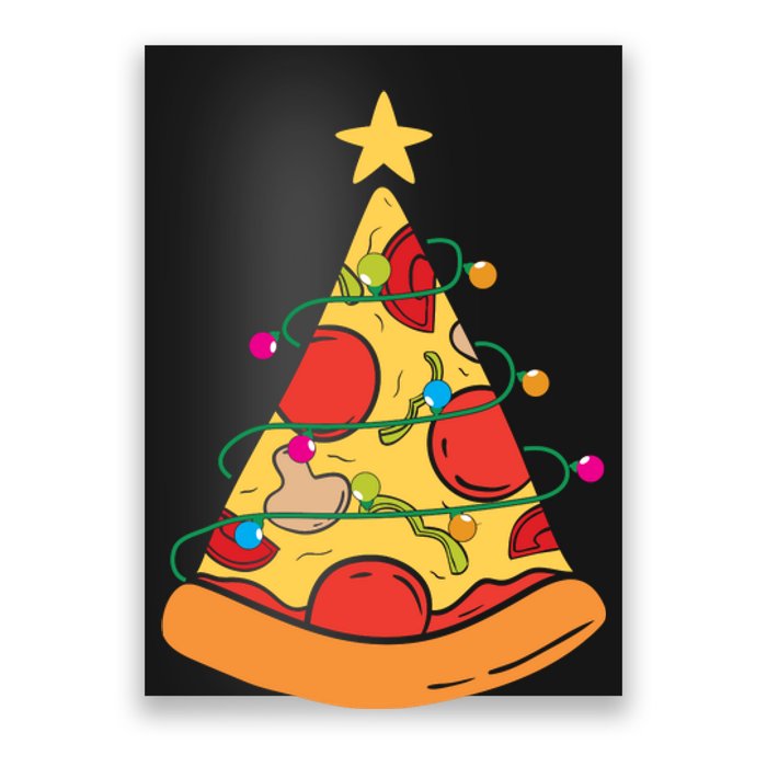 Funny Pizza Christmas Tree Lights Funny Xmas Poster