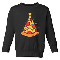 Funny Pizza Christmas Tree Lights Funny Xmas Toddler Sweatshirt