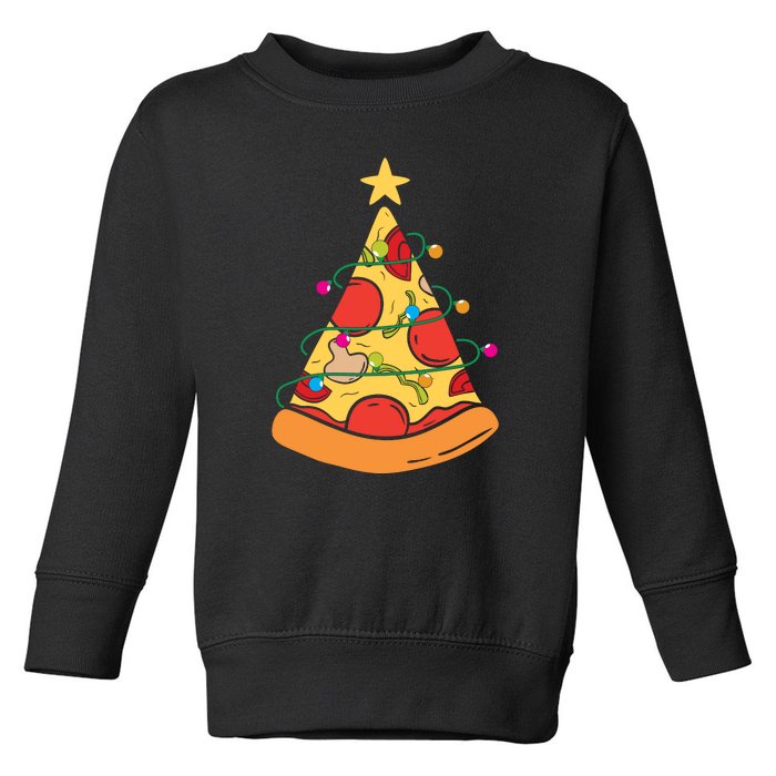 Funny Pizza Christmas Tree Lights Funny Xmas Toddler Sweatshirt