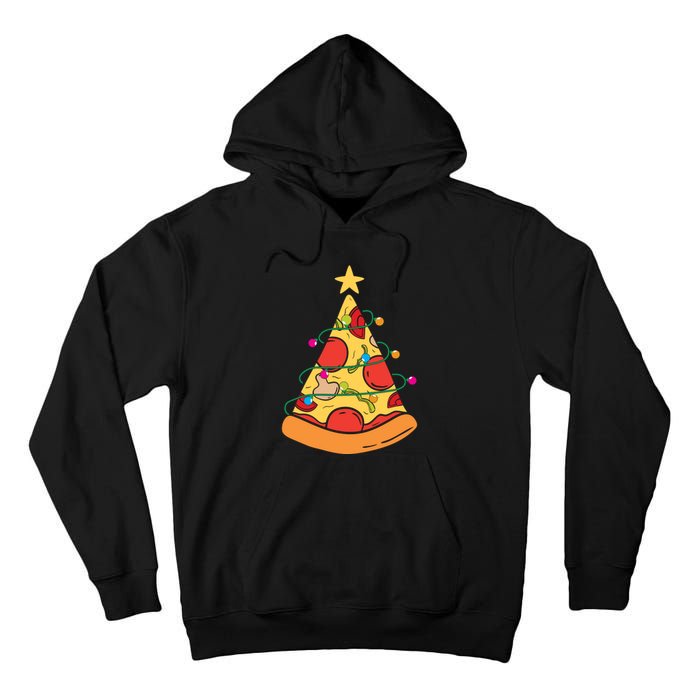 Funny Pizza Christmas Tree Lights Funny Xmas Tall Hoodie