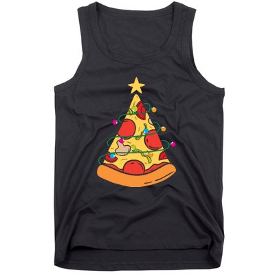 Funny Pizza Christmas Tree Lights Funny Xmas Tank Top