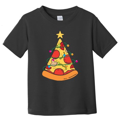 Funny Pizza Christmas Tree Lights Funny Xmas Toddler T-Shirt