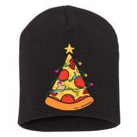 Funny Pizza Christmas Tree Lights Funny Xmas Short Acrylic Beanie