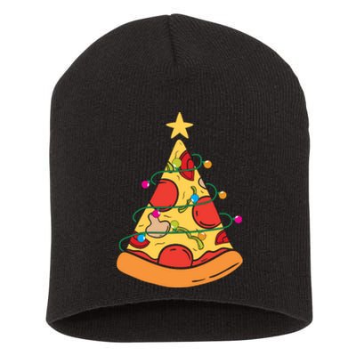 Funny Pizza Christmas Tree Lights Funny Xmas Short Acrylic Beanie