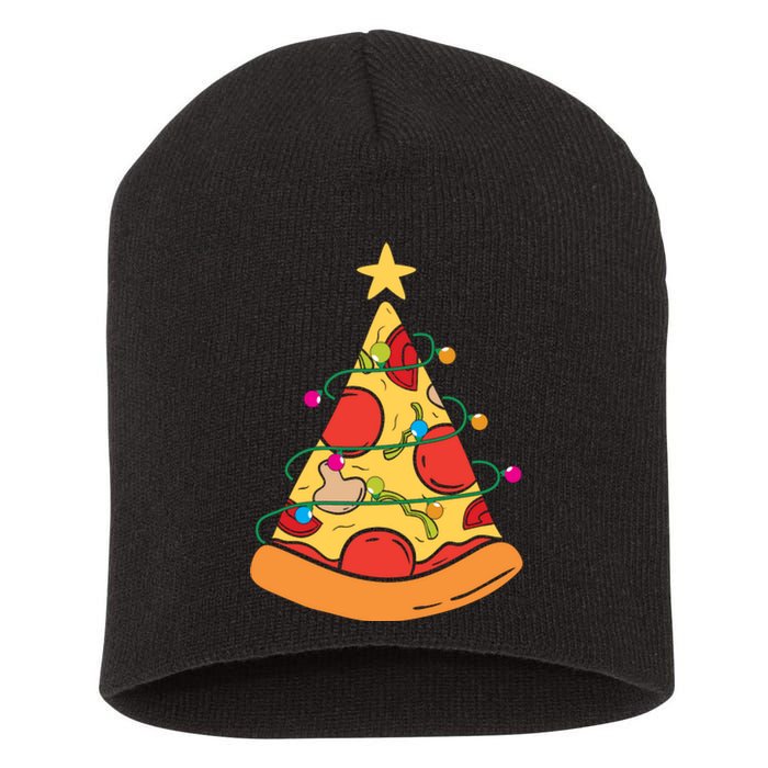 Funny Pizza Christmas Tree Lights Funny Xmas Short Acrylic Beanie