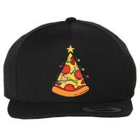 Funny Pizza Christmas Tree Lights Funny Xmas Wool Snapback Cap