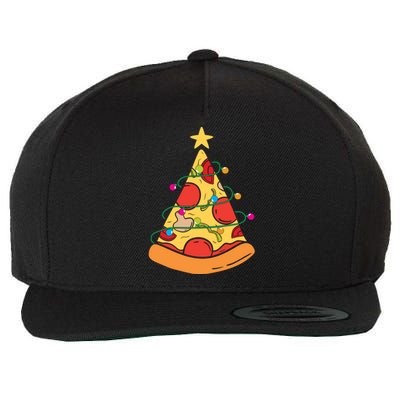 Funny Pizza Christmas Tree Lights Funny Xmas Wool Snapback Cap