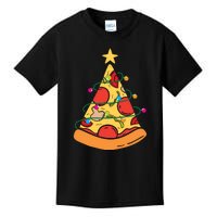 Funny Pizza Christmas Tree Lights Funny Xmas Kids T-Shirt