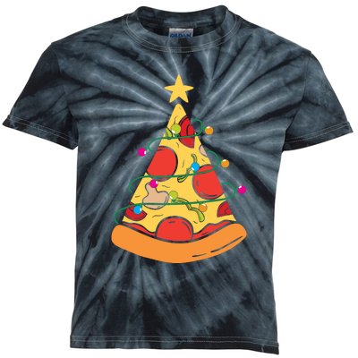 Funny Pizza Christmas Tree Lights Funny Xmas Kids Tie-Dye T-Shirt