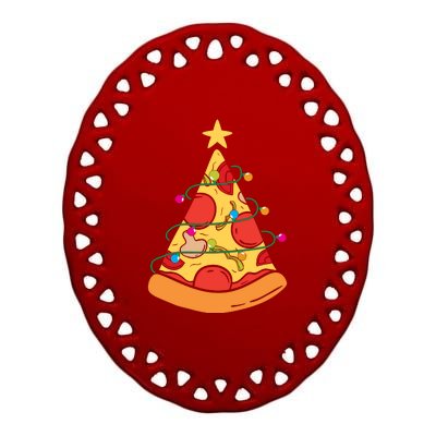 Funny Pizza Christmas Tree Lights Funny Xmas Ceramic Oval Ornament