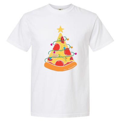 Funny Pizza Christmas Tree Lights Funny Xmas Garment-Dyed Heavyweight T-Shirt