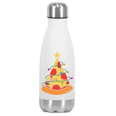 Funny Pizza Christmas Tree Lights Funny Xmas Stainless Steel Insulated Water Bottle