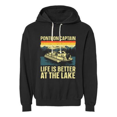 Funny Pontoon Captain Art For Pontoon Garment-Dyed Fleece Hoodie