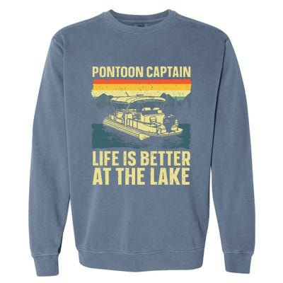 Funny Pontoon Captain Art For Pontoon Garment-Dyed Sweatshirt