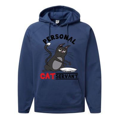 Funny Personal Cat Servant Funny black Cat mom cat dad gift Performance Fleece Hoodie