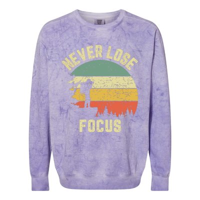 Funny Photographer Camera Never Lose Focus Photography Colorblast Crewneck Sweatshirt