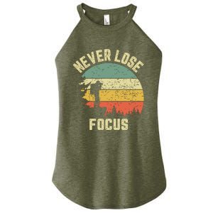 Funny Photographer Camera Never Lose Focus Photography Women's Perfect Tri Rocker Tank