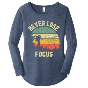 Funny Photographer Camera Never Lose Focus Photography Women's Perfect Tri Tunic Long Sleeve Shirt