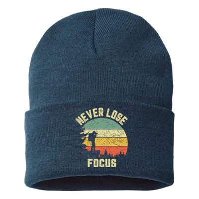 Funny Photographer Camera Never Lose Focus Photography Sustainable Knit Beanie