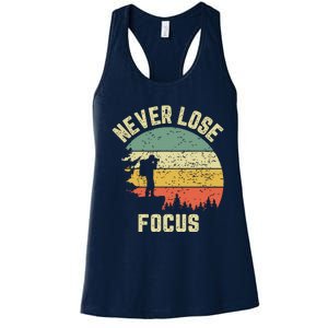 Funny Photographer Camera Never Lose Focus Photography Women's Racerback Tank