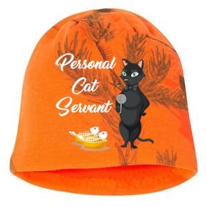 Funny Personal Cat Servant Funny Black Cat Lover Mom Cat Dad Kati - Camo Knit Beanie