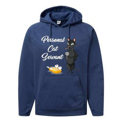 Funny Personal Cat Servant Funny Black Cat Lover Mom Cat Dad Performance Fleece Hoodie