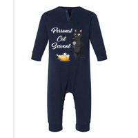 Funny Personal Cat Servant Funny Black Cat Lover Mom Cat Dad Infant Fleece One Piece